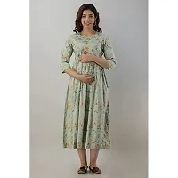 Kidaroo Rayon Gold Printed Maternity Gown (Dress)-thumb1