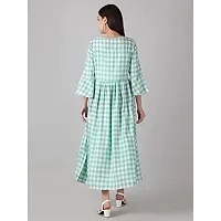 Kidaroo Cotton Checks and Strips Printed Maternity Gown (Dress)-thumb3