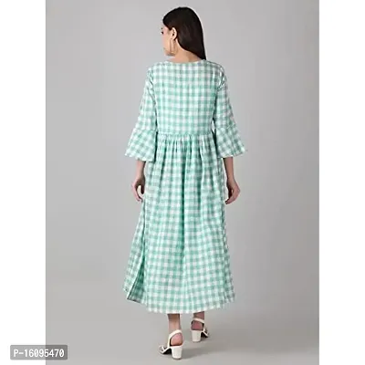 Kidaroo Cotton Checks and Strips Printed Maternity Gown (Dress)-thumb4