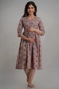 Kidaroo Cotton Floral Printed Maternity Gown (Dress)-thumb1