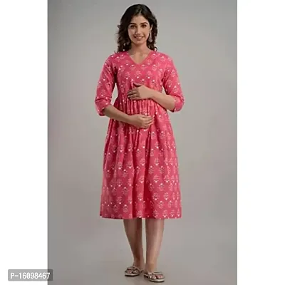 Kidaroo Cotton Floral Printed Maternity Gown (Dress)-thumb3