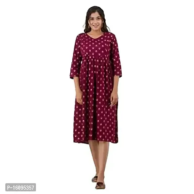 Kidaroo Rayon Printed Maternity Gown (Dress)-thumb0