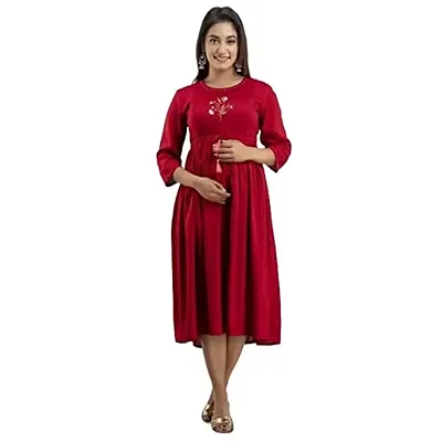 Kidaroo Rayon Embroidry Worked Maternity Gown (Dress)