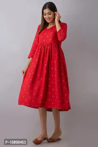 Kidaroo Rayon Printed Maternity Gown (Dress)-thumb5