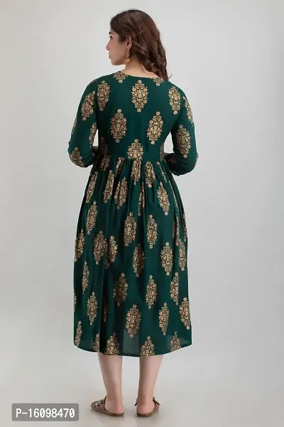 Kidaroo Rayon Printed Maternity Gown (Dress)-thumb4