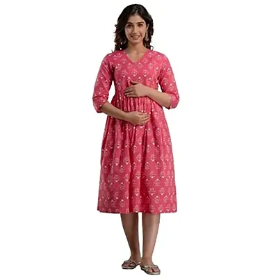 Kidaroo Cotton Floral Printed Maternity Gown (Dress)