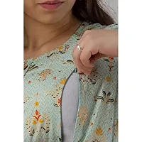 Kidaroo Rayon Gold Printed Maternity Gown (Dress)-thumb4