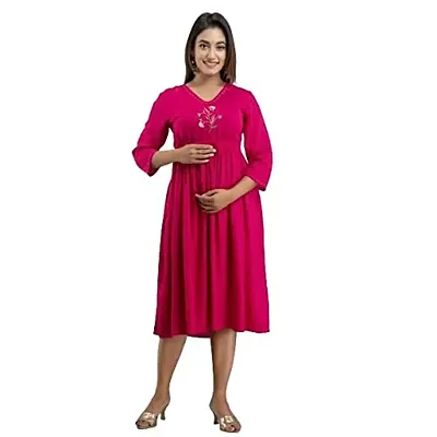 Kidaroo Rayon Embroidry Worked Maternity Gown (Dress)