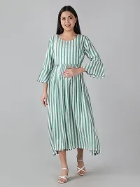 Kidaroo Cotton Checks and Strips Printed Maternity Gown (Dress)-thumb1