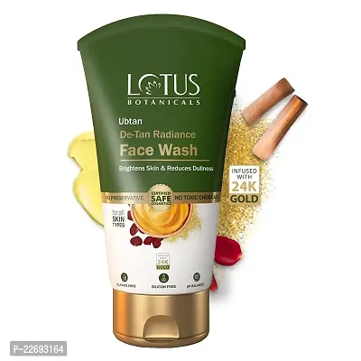 Lotus Botanicals Ubtan De-Tan Radiance Face Wash Duo 100gm Each| Infused with 24K Gold | For Glowing  Rejuvenated Skin, Anti-Tan | No Silicon, No Sulphates, Non-Comedogenic, No Preservatives-thumb4