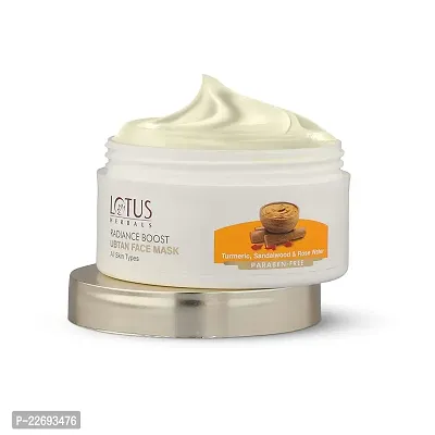 Lotus Herbals Radiance Boost Ubtan - Face Mask | Turmeric, sandalwood and rose water | shiny skin | Dark Spot Reduction | No parabens | Without mineral oil | 100g-thumb0