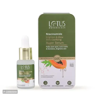 Lotus Botanicals Niacinamide + Papaya Brighten  Glow Skin Clarifying Super Serum | All Skin type|Paraben  Sulphate Free| 14ml