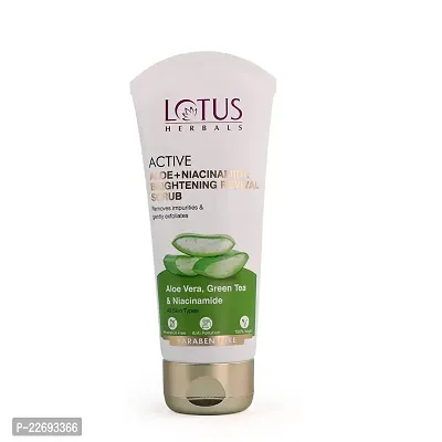 Lotus Herbals Active Aloe + Niacinamide Brightening Revival Scrub| Removes Impurities  Exfoliates|Praben Free|All Skin Types|100gm