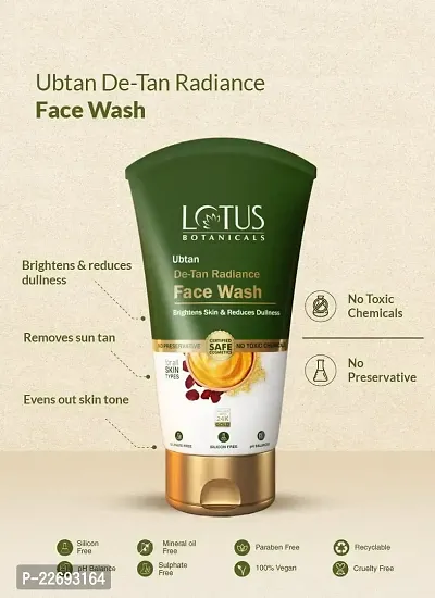 Lotus Botanicals Ubtan De-Tan Radiance Face Wash Duo 100gm Each| Infused with 24K Gold | For Glowing  Rejuvenated Skin, Anti-Tan | No Silicon, No Sulphates, Non-Comedogenic, No Preservatives-thumb3