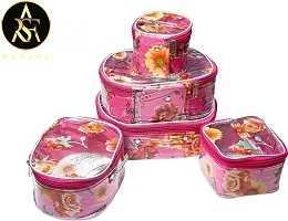 Classic Pack of 5 Pink Flower Designer Cosmetic Box, Makeup Organizer, Bridal Organizer-thumb1