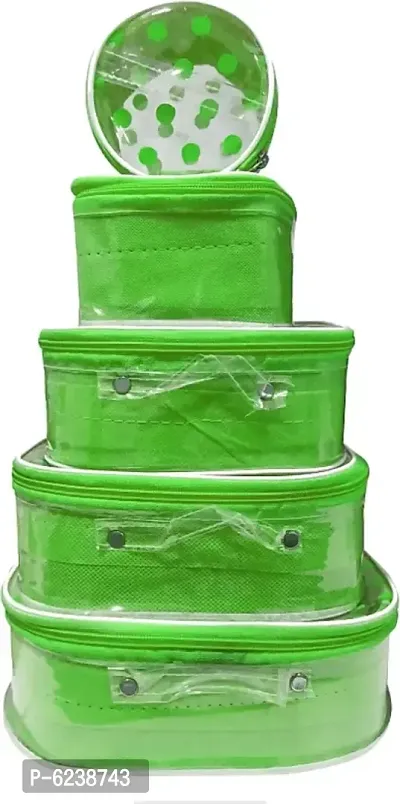 Classic Pack of 5 Green Dot Supreme Cosmetic Box, Makeup Kit, Makeup Organizer, Bridal Organizer-thumb0