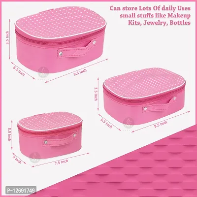 Classic Pack of 3 Pink Stylish Cosmetic Box, Makeup Kit, Makeup Organizer, Bridal Organizer-thumb2