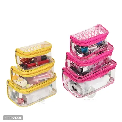 Combo Of 6 Supreme Quality Transparent  Vanity Pouch, Makeup Organizer, Cosmetic Box Vanity Pouch-thumb0