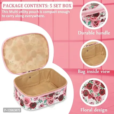 Pack of 5 Rose Flower Fashionable Supreme quality Cosmetic Box, Makeup Kit,  Bridal Organizer, Storage Case-thumb5