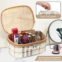 Pack Of 5 Check Cream Elegant Makeup Kit Box, Essential Kit Cosmetic Box Vanity Box-thumb2