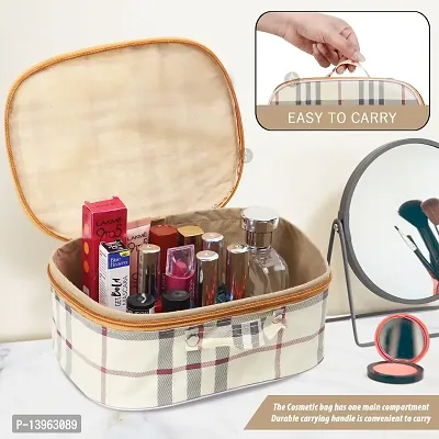 Pack Of 5 Check Cream Elegant Makeup Kit Box, Essential Kit Cosmetic Box Vanity Box-thumb3