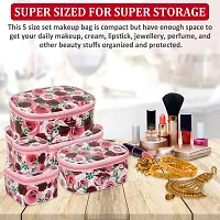 Pack of 5 Rose Flower Fashionable Supreme quality Cosmetic Box, Makeup Kit,  Bridal Organizer, Storage Case-thumb1