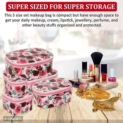 Pack of 5 Rose Flower Fashionable Supreme quality Cosmetic Box, Makeup Kit,  Bridal Organizer, Storage Case-thumb2