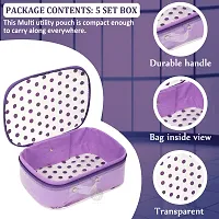 Classic Pack of 5 Purple Dot Fashionable Cosmetic Box, Makeup Kit, Makeup Organizer-thumb1