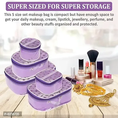 Classic Pack of 5 Purple Dot Fashionable Cosmetic Box, Makeup Kit, Makeup Organizer-thumb4