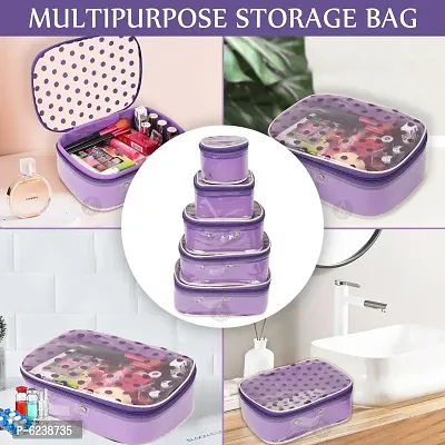 Classic Pack of 5 Purple Dot Fashionable Cosmetic Box, Makeup Kit, Makeup Organizer-thumb5
