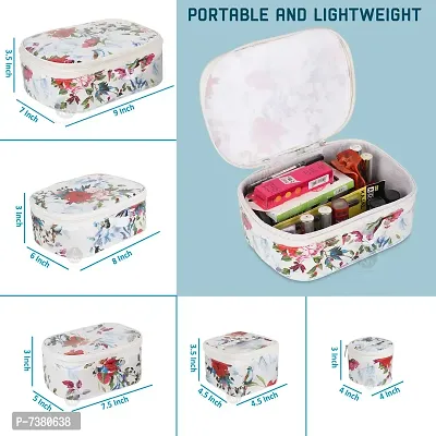 Alluring Pack of 5 White Flower Fashionable Cosmetic Box, Makeup Kit, Makeup Organizer-thumb5