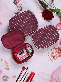 Classic Pack of 3 Maroon Vanity Essentials Cosmetic Box, Makeup Kit, Makeup Organizer-thumb1