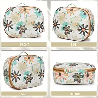 Pack of 5 Cream Flower Fashionable High quality Makeup Kit box, Storage Case, Spacious interior Vanity Box-thumb1