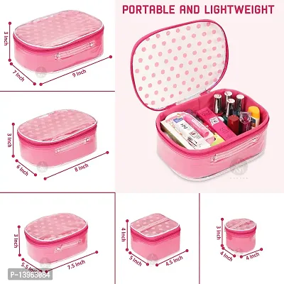 Designer Pack of 5 Pink Dot Cosmetic Box, Makeup Organizer, Bridal Organizer, Vanity Box-thumb4