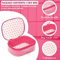 Designer Pack of 5 Pink Dot Cosmetic Box, Makeup Organizer, Bridal Organizer, Vanity Box-thumb4