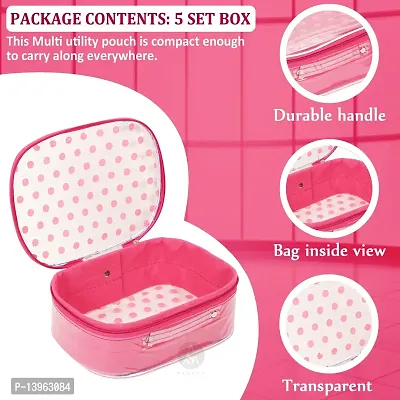 Designer Pack of 5 Pink Dot Cosmetic Box, Makeup Organizer, Bridal Organizer, Vanity Box-thumb5