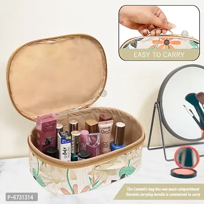 Combo Pack of 10 Cream Flower Fashionable Makeup Kit box, Storage Case, Spacious interior Vanity Box-thumb5