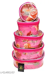 Pack of 5 Pink Flower Fashionable High quality Makeup Kit box, Spacious interior, Vanity Box-thumb2