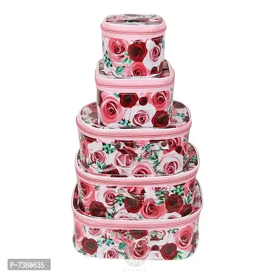 Pack of 5 Rose Flower Fashionable Supreme quality Cosmetic Box, Makeup Kit,  Bridal Organizer, Storage Case-thumb0