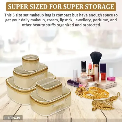 Classic Pack of 5 Golden Alluring Cosmetic Box, Makeup Kit, Makeup Organizer, Bridal Organizer-thumb3