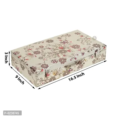 Classic 6 Rods Bangle Box Rose Printed, Cosmetic Box, Storage Organizer Vanity Box (Grey, Multicolour)-thumb3