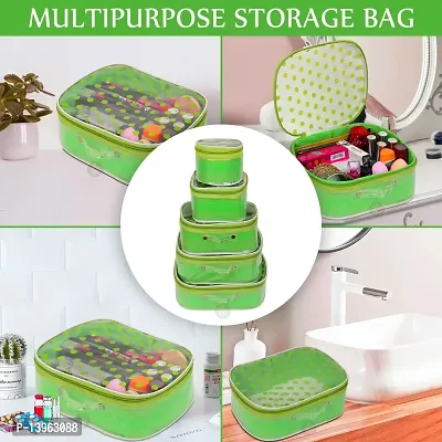 Pack Of 5 Green Dot pattern Makeup Kit box, Spacious interior, Storage case Vanity Box-thumb2