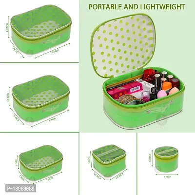 Pack Of 5 Green Dot pattern Makeup Kit box, Spacious interior, Storage case Vanity Box-thumb3