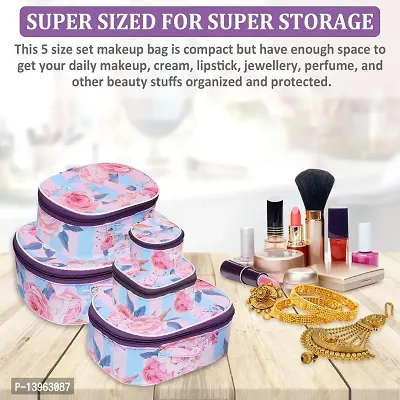 Pack of 5 Blue Flower Glamorous Cosmetic Box, Makeup Kit, Makeup Organizer, Bridal Organizer-thumb2