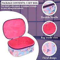 Pack of 5 Blue Flower Glamorous Cosmetic Box, Makeup Kit, Makeup Organizer, Bridal Organizer-thumb3