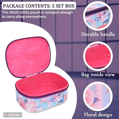 Pack of 5 Blue Flower Glamorous Cosmetic Box, Makeup Kit, Makeup Organizer, Bridal Organizer-thumb4