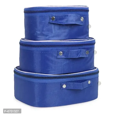 Pack Of 3 Blue Star Fashionable High Quality Makeup Kit, Spacious Interior Vanity Box-thumb0