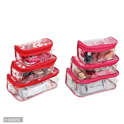 Combo Of 6 Supreme Quality Transparent  Vanity Pouch, Makeup Organizer, Cosmetic Box Vanity Pouch