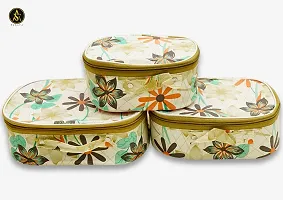 Pack of 5 Cream Flower Fashionable High quality Makeup Kit box, Storage Case, Spacious interior Vanity Box-thumb2