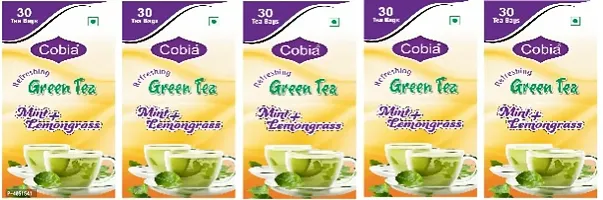 Cobia Green Tea (Mint + lemongrass) 30 Tea bags Pack of 5-Price Incl. Shipping